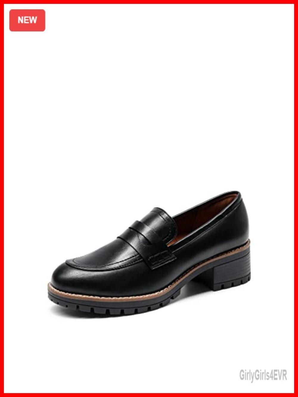 Women's Platform Chunky Heeled Loafers Business Casual Shoes